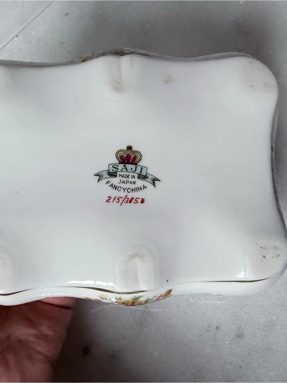 Porcelain Floral Trinket Box with Pink Rose Motif Japan vintage